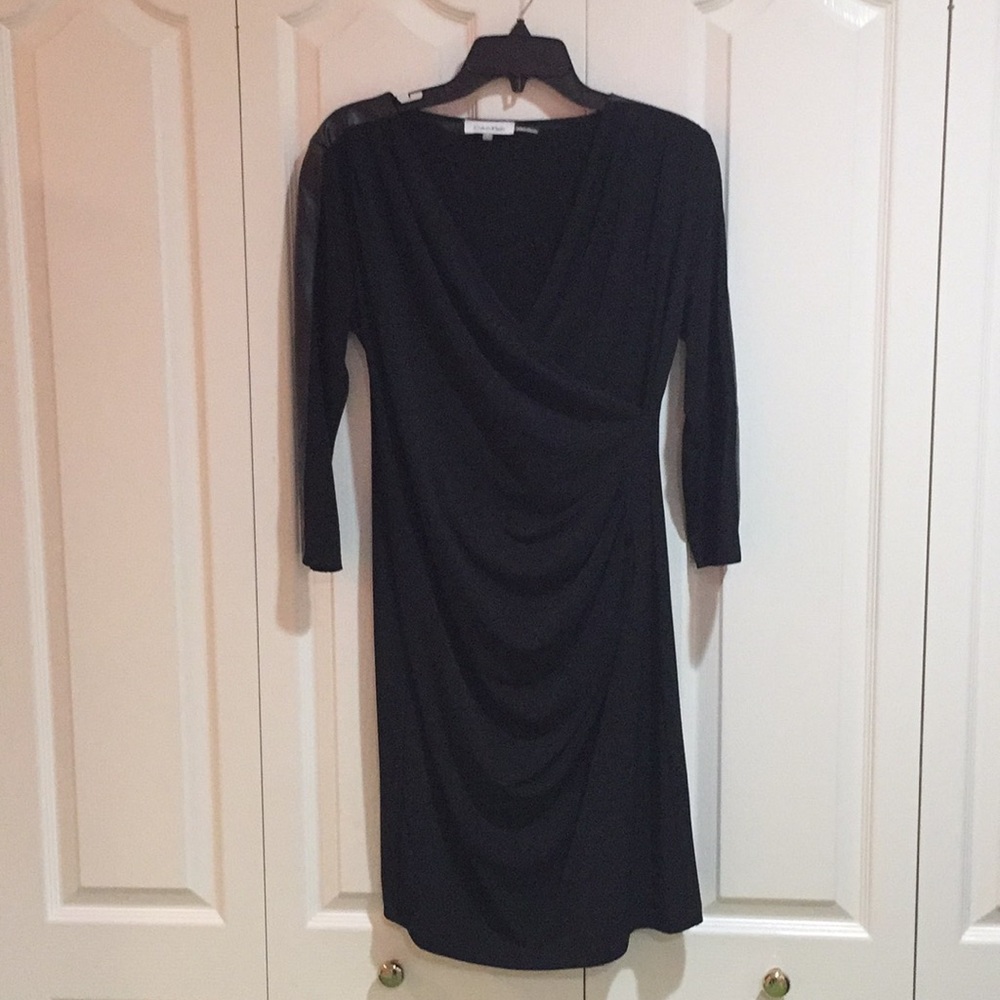 Black Calvin Klein Dress leather accent Sz S